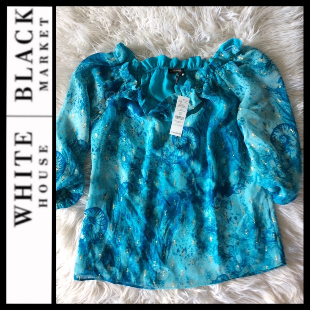 NWT WHBM Off-Shoulder Clip Dot Blouse - Picture 6 of 10